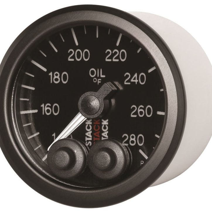 Autometer Stack Instruments 52mm 140-280 Deg F 1/8in NPTF Male Pro Control Oil Temp Gauge - Black - SMINKpower Performance Parts ATMST3510 AutoMeter