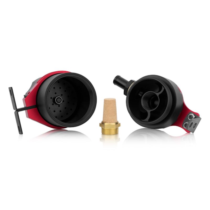Mishimoto Universal Baffled Oil Catch Can - Red-Oil Catch Cans-Mishimoto-MISMMBCC-UNI-RD-SMINKpower Performance Parts