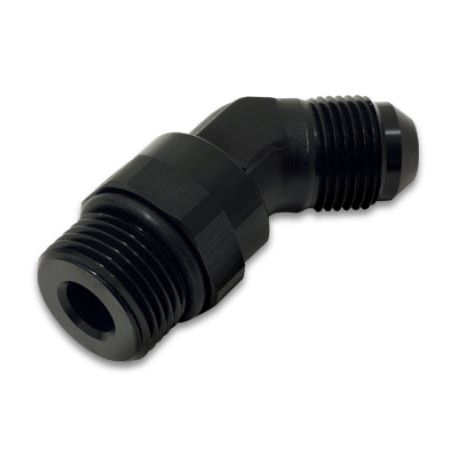 Vibrant -6AN Male Flare to Male -8AN ORB Swivel 45 Degree Adapter Fitting - Anodized Black