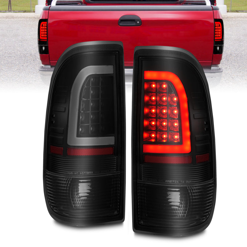 ANZO 1997-2003 Ford F-150 LED Tail Lights w/ Light Bar Black Housing Smoke Lens-Tail Lights-ANZO-ANZ311378-SMINKpower Performance Parts