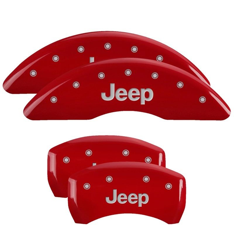 MGP 4 Caliper Covers Engraved Front & Rear JEEP Red finish silver ch-Caliper Covers-MGP-MGP42012SJEPRD-SMINKpower Performance Parts
