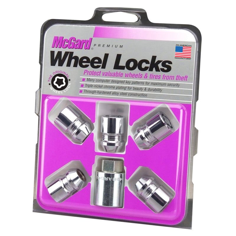 McGard Wheel Lock Nut Set - 5pk. (Cone Seat) M12X1.5 / 13/16 Hex / 1.28in. Length - Chrome-Lug Nuts-McGard-MCG24557-SMINKpower Performance Parts