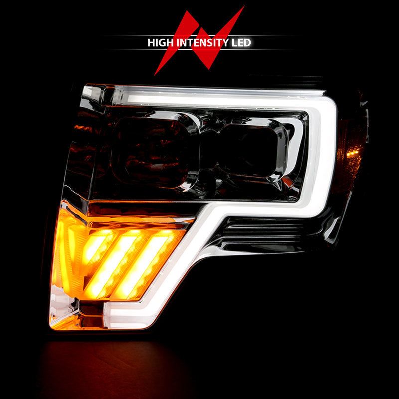 ANZO 2009-2014 Ford F-150 Projector Headlight Chrome Amber-Headlights-ANZO-ANZ111446-SMINKpower Performance Parts