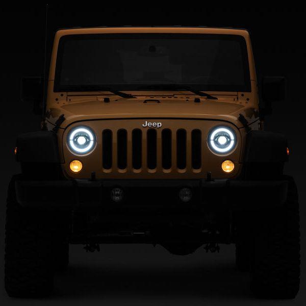 Raxiom 07-18 Jeep Wrangler JK Axial Series LED Headlights- Black Housing (Clear Lens)