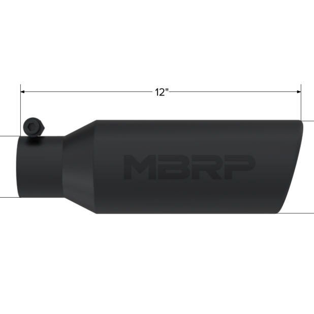 MBRP Universal Tip 4in O.D. Angled Rolled End 2.5in inlet 12in length Black