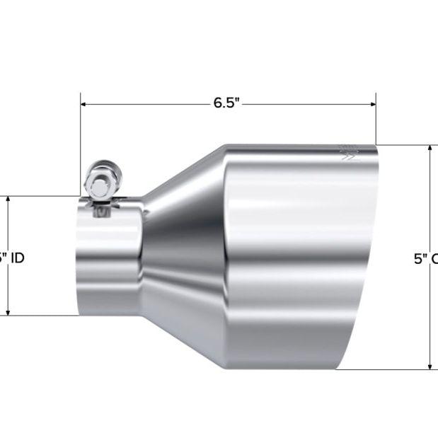 MBRP Universal T304 Stainless Steel Tip 2.5in ID / 5in OD Out / 6.5in Length Angle Cut Single Wall