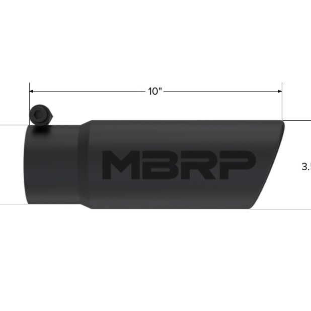 MBRP Universal Tip 3-1/2in O.D. Angled Rolled End - 3in ID Inlet 10in Length - Black