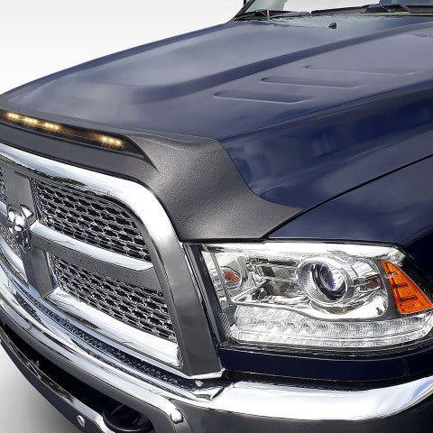 AVS 2009-2018 Dodge Ram 1500 (Excl Sport / Rebel) Aeroskin Low Profile Hood Shield w/ Lights - Black