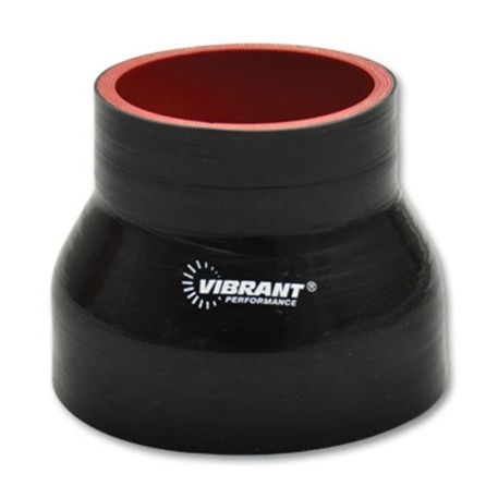 Vibrant 4 Ply Reinforced Silicone Transition Connector - 3.25in I.D. x 4in I.D. x 3in long (BLACK)