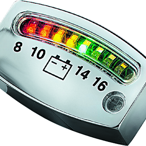 Kuryakyn LED Battery Gauge Universal Chrome