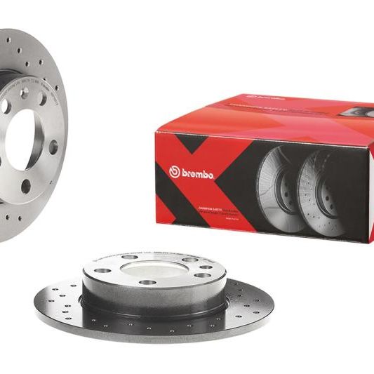 Brembo 02-06 Acura RSX/04-11 Honda Civic/11-15 CR-Z Front Premium Xtra Cross Drilled UV Coated Rotor-Brake Rotors - Drilled-Brembo OE-BRE09.5457.3X-SMINKpower Performance Parts