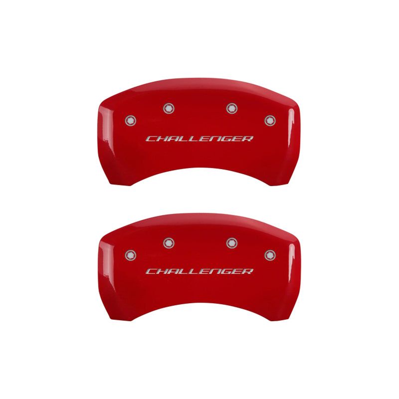 MGP 4 Caliper Covers Engraved Front & Rear Block/Challenger Red finish silver ch-Caliper Covers-MGP-MGP12181SCLBRD-SMINKpower Performance Parts
