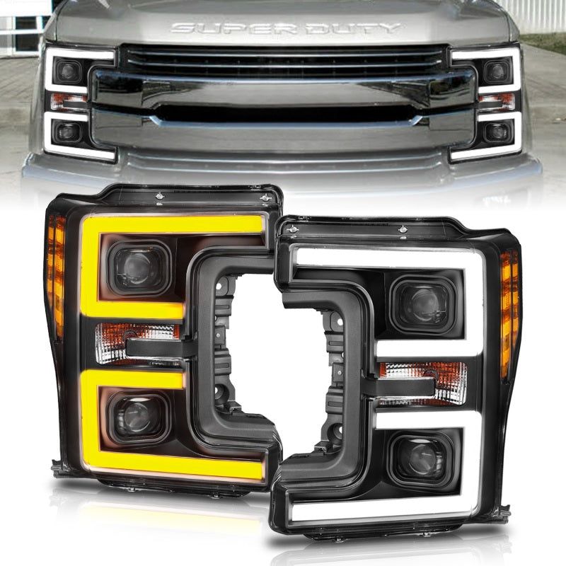ANZO LED Headlights 17-18 Ford F-250 Super Duty Plank-Style L.E.D. Headlight Black (Pair)-Headlights-ANZO-ANZ111388-SMINKpower Performance Parts