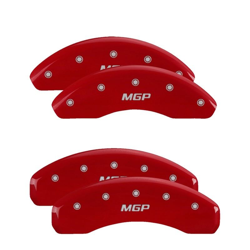 MGP 4 Caliper Covers Engraved Front & Rear No bolts/Sport Red finish silver ch-Caliper Covers-MGP-MGP10229SSP1RD-SMINKpower Performance Parts