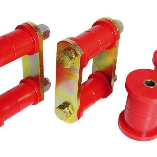 Prothane 64-73 Ford Mustang Rear Spring Bushings w/ HD Shackle Kit - Red