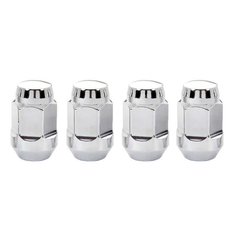 McGard Hex Lug Nut (Cone Seat Bulge Style) M12X1.5 / 3/4 Hex / 1.45in. Length (4-Pack) - Chrome-Lug Nuts-McGard-MCG64012-SMINKpower Performance Parts