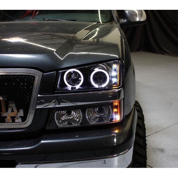 Spyder Chevy Silverado 1500 03-06 Projector LED Halo LED Amber Reflctr Blk PRO-YD-CS03-AM-BK