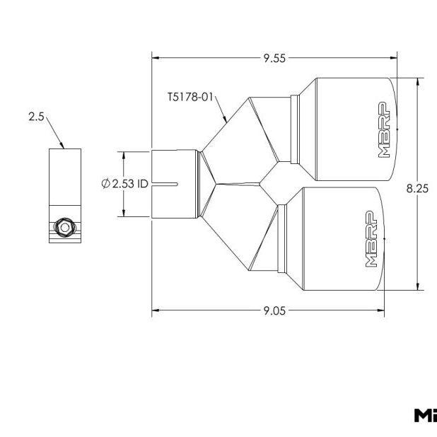 MBRP Universal T304 SS Dual Tip 4in OD/2.5in Inlet