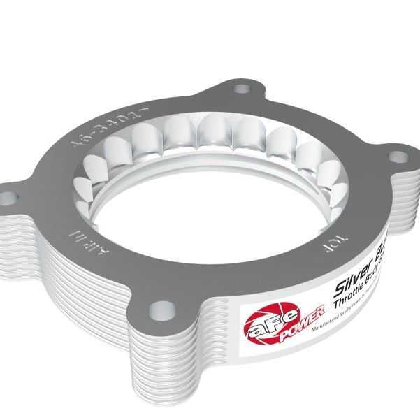 aFe 2020 Vette C8 Silver Bullet Aluminum Throttle Body Spacer Works w/ Factory Intake Only - Silver-Throttle Body Spacers-aFe-AFE46-34017-SMINKpower Performance Parts