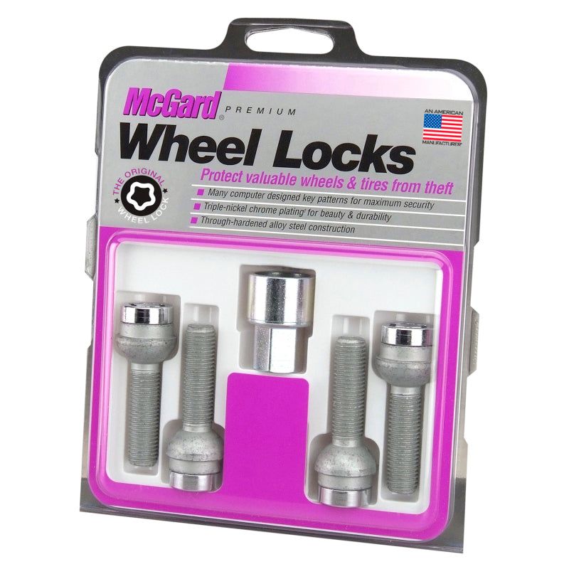 McGard Wheel Lock Bolt Set - 4pk. (Radius Seat) M14X1.5 / 17mm Hex / 26.7mm Shank Length - Chrome-Wheel Bolts-McGard-MCG28018-SMINKpower Performance Parts
