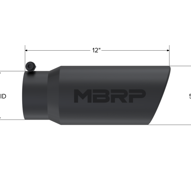 MBRP Universal Tip 5 O.D. Angled Rolled End 4 inlet 12 length - Black Finish