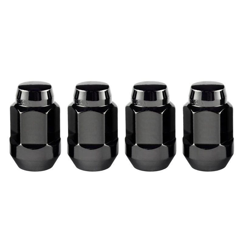 McGard Hex Lug Nut (Cone Seat Bulge Style) M12X1.5 / 3/4 Hex / 1.45in. Length (4-Pack) - Black-Lug Nuts-McGard-MCG64015-SMINKpower Performance Parts