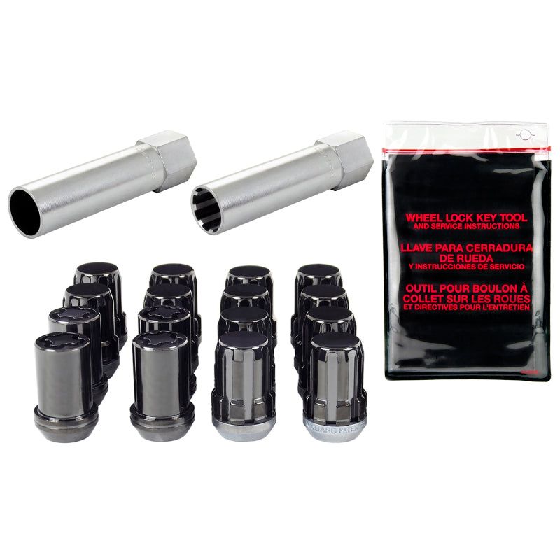 McGard SplineDrive Tuner 4 Lug Install Kit w/Locks & Tool (Cone) M12X1.5 / 13/16 Hex - Black-Lug Nuts-McGard-MCG65457BK-SMINKpower Performance Parts