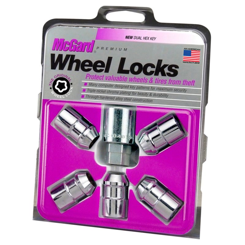 McGard Wheel Lock Nut Set - 5pk. (Cone Seat) 1/2-20 / 3/4 &13/16 Dual Hex / 1.46in. Length - Chrome-Lug Nuts-McGard-MCG24538-SMINKpower Performance Parts