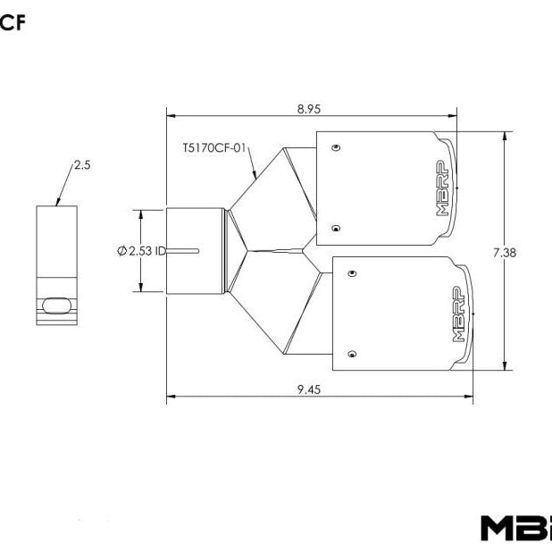 MBRP Universal Carbon Fiber Dual Tip 3.5in OD/2.5in Inlet