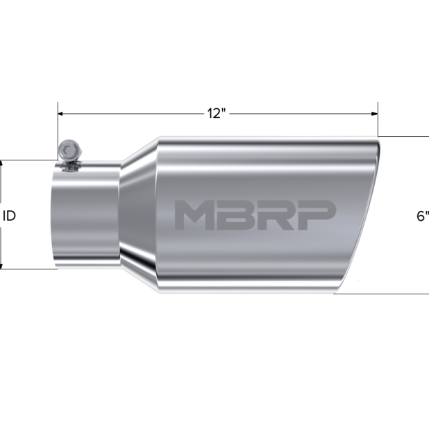 MBRP Universal Tip 6 O.D. Angled Rolled End 4 inlet 12 length-Steel Tubing-MBRP-MBRPT5073-SMINKpower Performance Parts