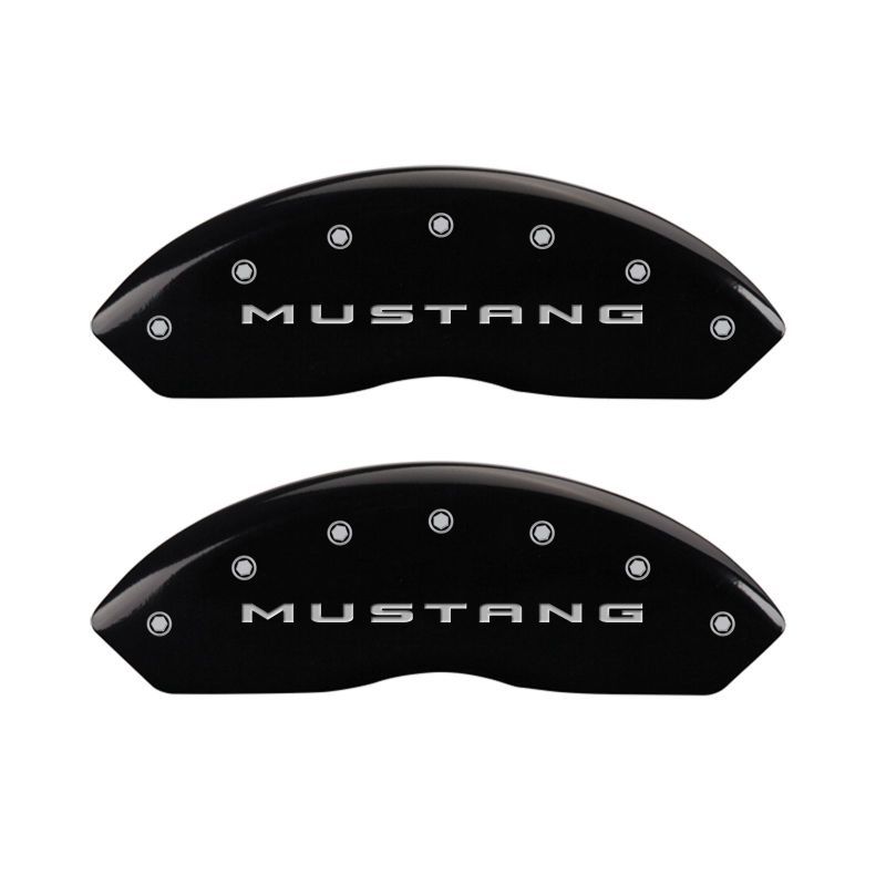 MGP 4 Caliper Covers Engraved Front 2015/Mustang Engraved Rear 2015/Bar & Pony Black finish slvr ch-Caliper Covers-MGP-MGP10202SMB2BK-SMINKpower Performance Parts