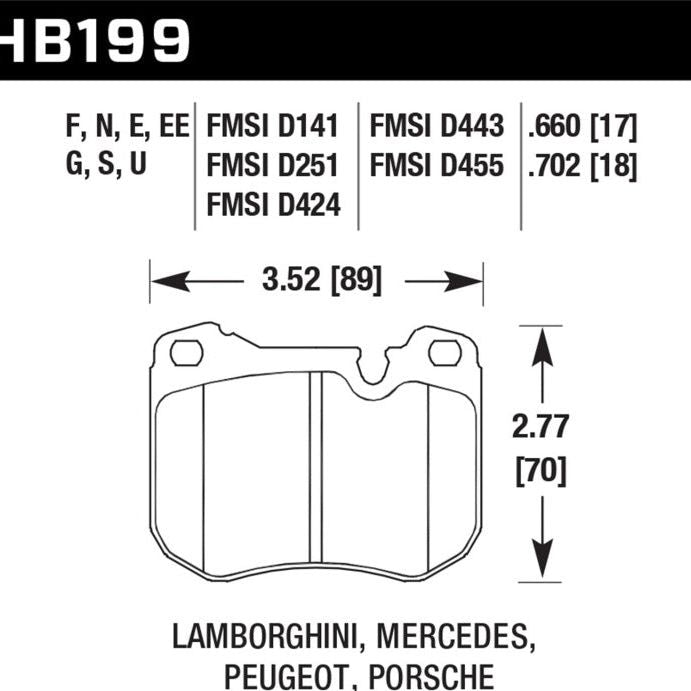 Hawk 86-89 Mercedes 560SL / 77-88 Porsche 924 / 78-81 928 / 83-89 944 DTC-70 Front Race Brake Pads-Brake Pads - Racing-Hawk Performance-HAWKHB199U.702-SMINKpower Performance Parts