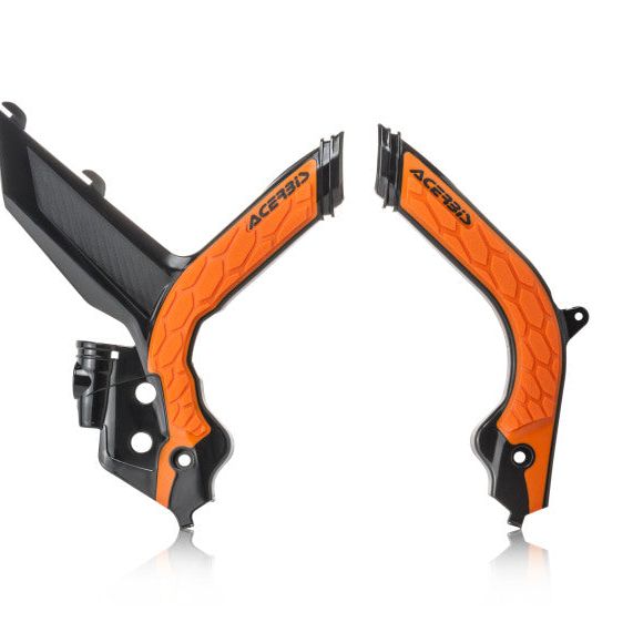 Acerbis 19-22 KTM 125-450 SX/SX-F/XC-F/XC Frame Guards- X-Grip - Black/16 Orange-Plastics-Acerbis-ACB2733445229-SMINKpower Performance Parts