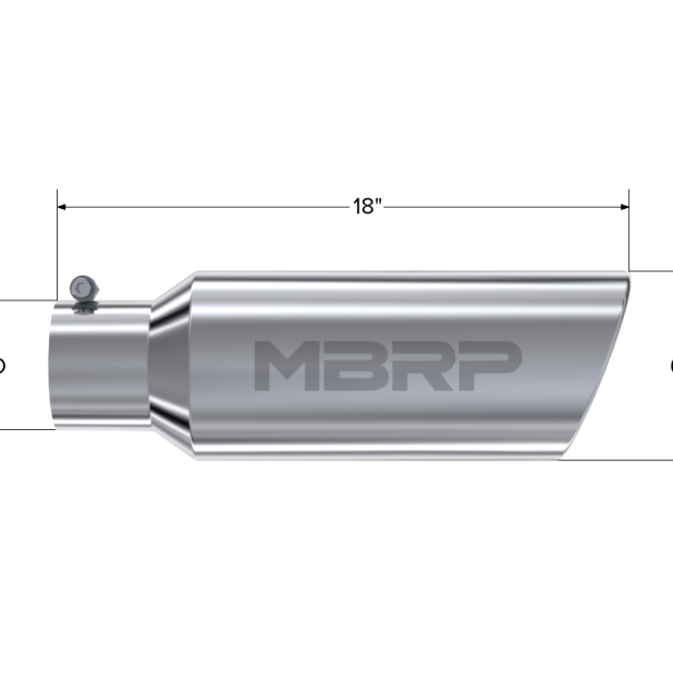 MBRP Universal Tip 6in OD Rolled End 4in Inlet 18in Length T304