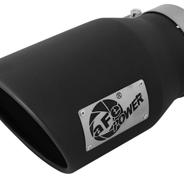 aFe MACHForce XP 5in 304 Stainless Steel Exhaust Tip 5 In x 7 Out x 12L in Bolt On Right - Black-Catback-aFe-AFE49T50702-B12-SMINKpower Performance Parts