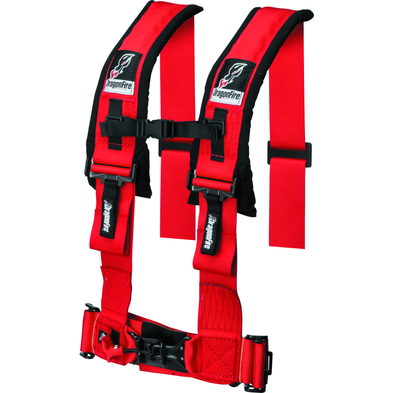 DragonFire Racing Harness- H-Style- 4-Point- 3in Buckle- Red