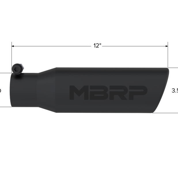 MBRP Universal Tip 3in O.D. Angled Rolled End 2 inlet 12 length - Black Finish