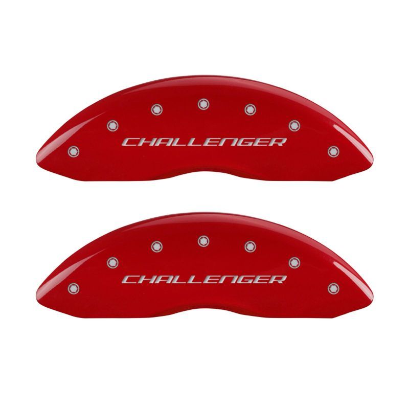 MGP 4 Caliper Covers Engraved Front & Rear Block/Challenger Red finish silver ch-Caliper Covers-MGP-MGP12162SCLBRD-SMINKpower Performance Parts