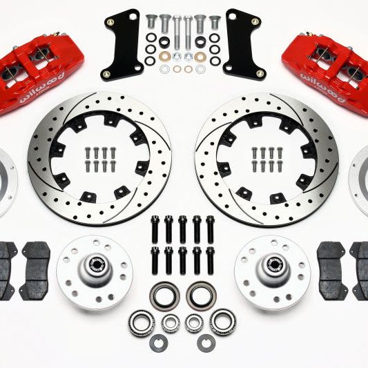 Wilwood Dynapro 6 Front Hub Kit 12.19in Drilled Red 67-69 Camaro (*Line Kit Needed*)-Big Brake Kits-Wilwood-WIL140-10510-DR-SMINKpower Performance Parts