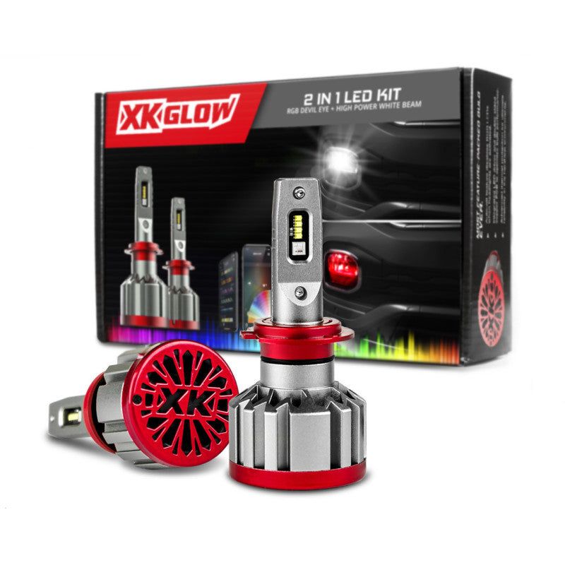 XK Glow RGB 2In1 LED Headlight Bulb Million Color XKCHROME App RGB/LED Headlight Kit - 2x H11 - SMINKpower Performance Parts XKGXK045004-H11 XKGLOW