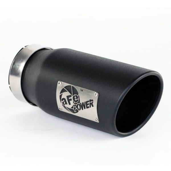 aFe Power Diesel Exhaust Tip Black- 4 in In x 5 out X 12 in Long Bolt On (Right)-Catback-aFe-AFE49T40501-B12-SMINKpower Performance Parts