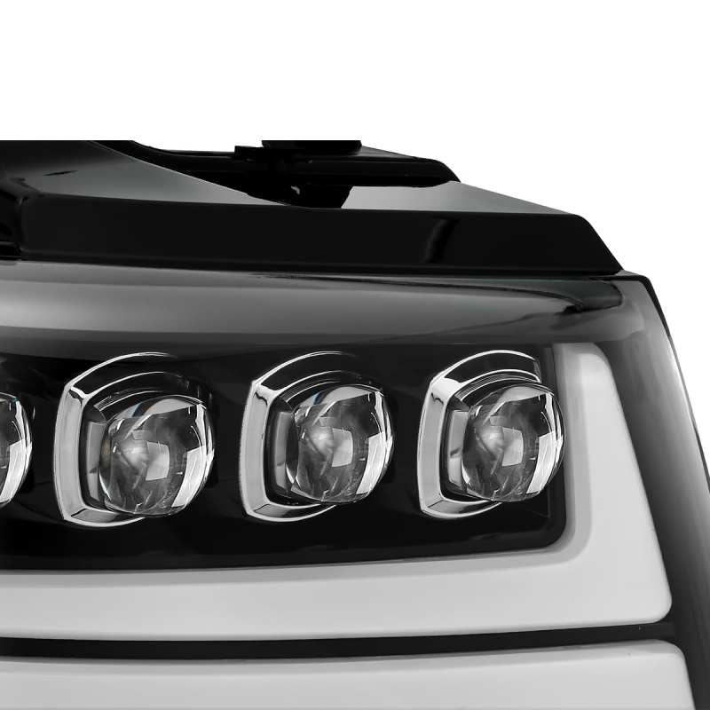 AlphaRex 07-13 Chevy Avalanche NOVA LED Proj Headlights Plank Style Gloss Black w/Activ Light/DRL-Headlights-AlphaRex-ARX880287-SMINKpower Performance Parts