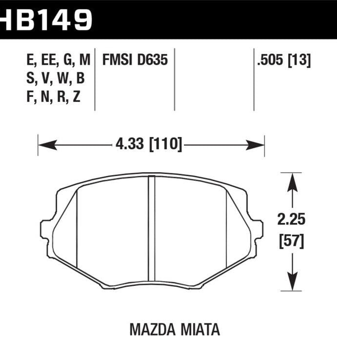 Hawk 94-05 Mazda Miata 1.8L Base Front ER-1 Brake Pads