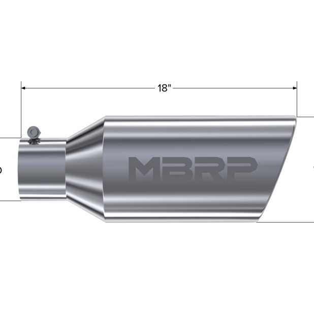 MBRP Universal Tip 7inch O.D. Rolled End 4inch inlet 18inch length - T304 (SINGLE TIP)