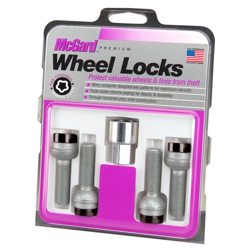 McGard Wheel Lock Bolt Set - 4pk. (Radius Seat) M14X1.5 / 17mm Hex / 45.0mm Shank Length - Black-Wheel Bolts-McGard-MCG28317-SMINKpower Performance Parts