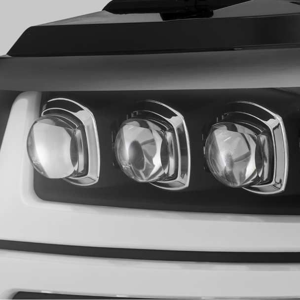 AlphaRex 07-13 Chevy Avalanche NOVA LED Proj Headlights Plank Style Matte Black w/Activ Light/DRL-Headlights-AlphaRex-ARX880288-SMINKpower Performance Parts