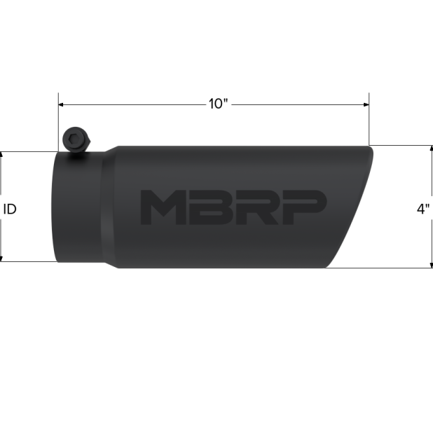 MBRP Universal Tip 4 O.D. Angled Rolled End 3.5 inlet 10 length- Black Finish