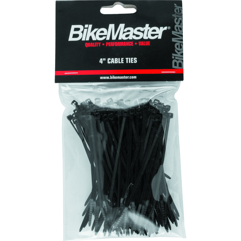 BikeMaster 4in Cable Ties (Pack of 100) - Black