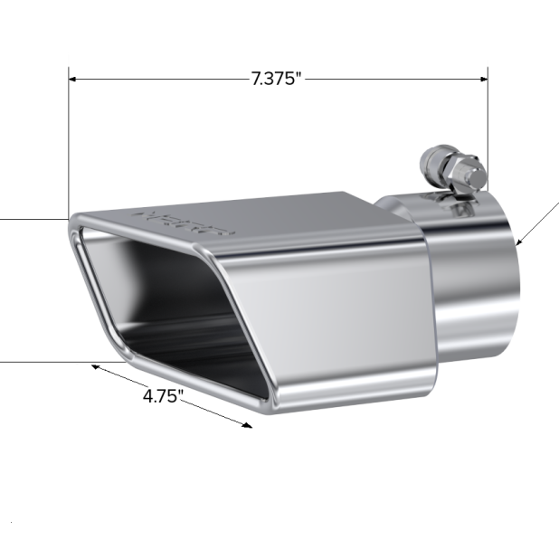 MBRP Universal Tip 4.50in x 2.75in ID Rectangle Angled Cut 3in OD Inlet 7in Lgth T304 Passenger Side