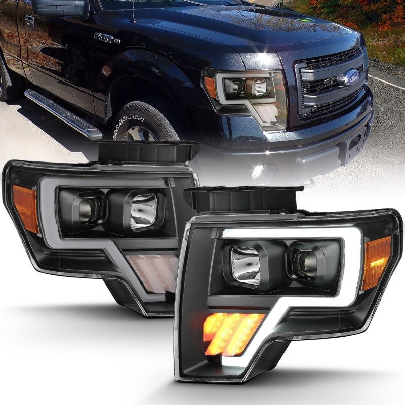 ANZO 2009-2014 Ford F-150 Projector Light Bar G4 H.L. Black Amber-Headlights-ANZO-ANZ111445-SMINKpower Performance Parts